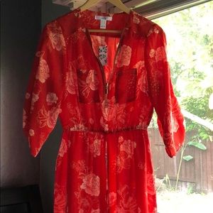 red floral pattern maxi dress